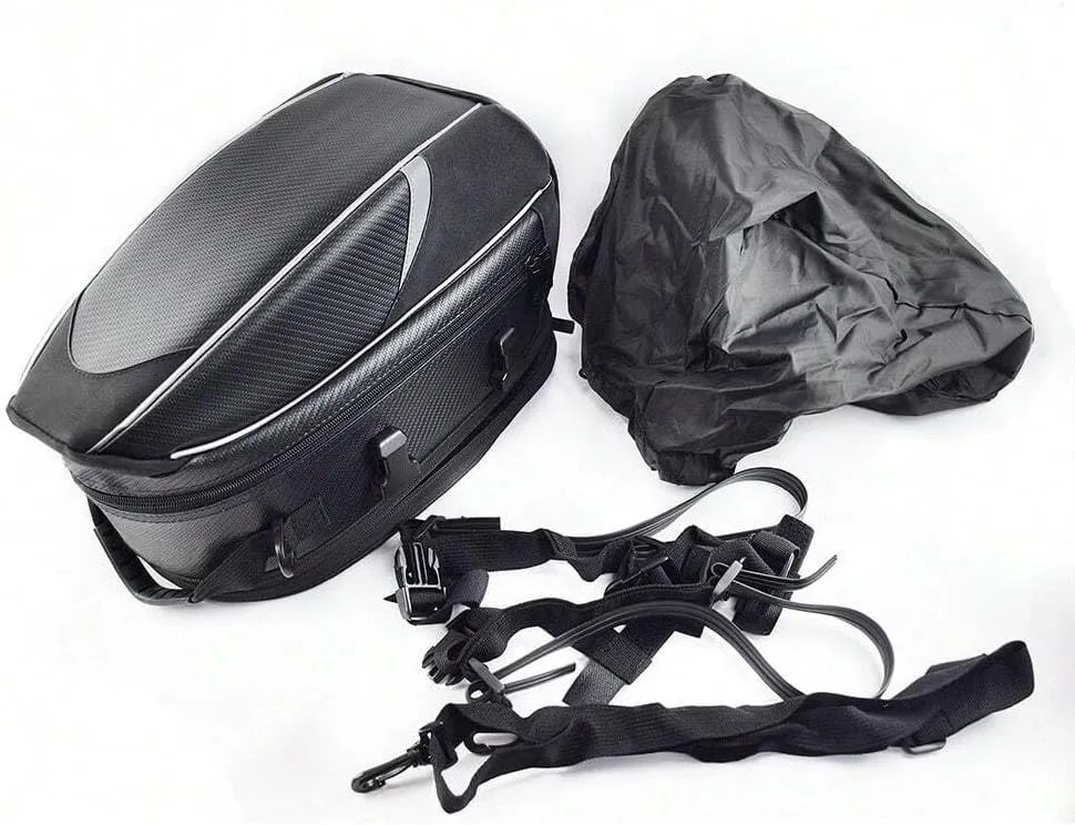 Motorcycle Tail Bag for Triumph Street Triple 765 Street Bike, Large Capacity Water-Resistant Wear-Resistant Motorcycle Helmet Bag, Expandable Rear Seat Storage Luggage Backpack