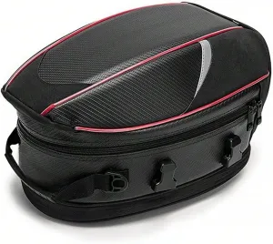 Motorcycle Tail Bag for Triumph TF 250X 2024, Large Capacity Water-Resistant Wear-Resistant Motorcycle Helmet Bag, Expandable Rear Seat Storage Luggage Backpack,A Red Black