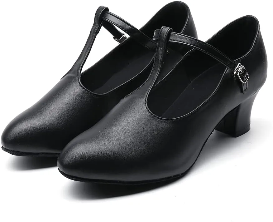 MSMAX Girls Latin Shoe Women's Professional Leather Ballroom Modern Character Dance Wedding Pump Shoes