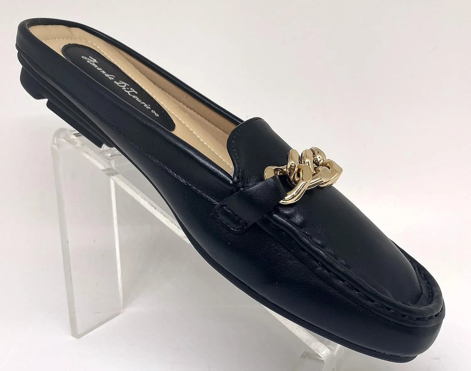 Mules for Women Flats Backless Comfortable Slip On Gold Chain/Emma