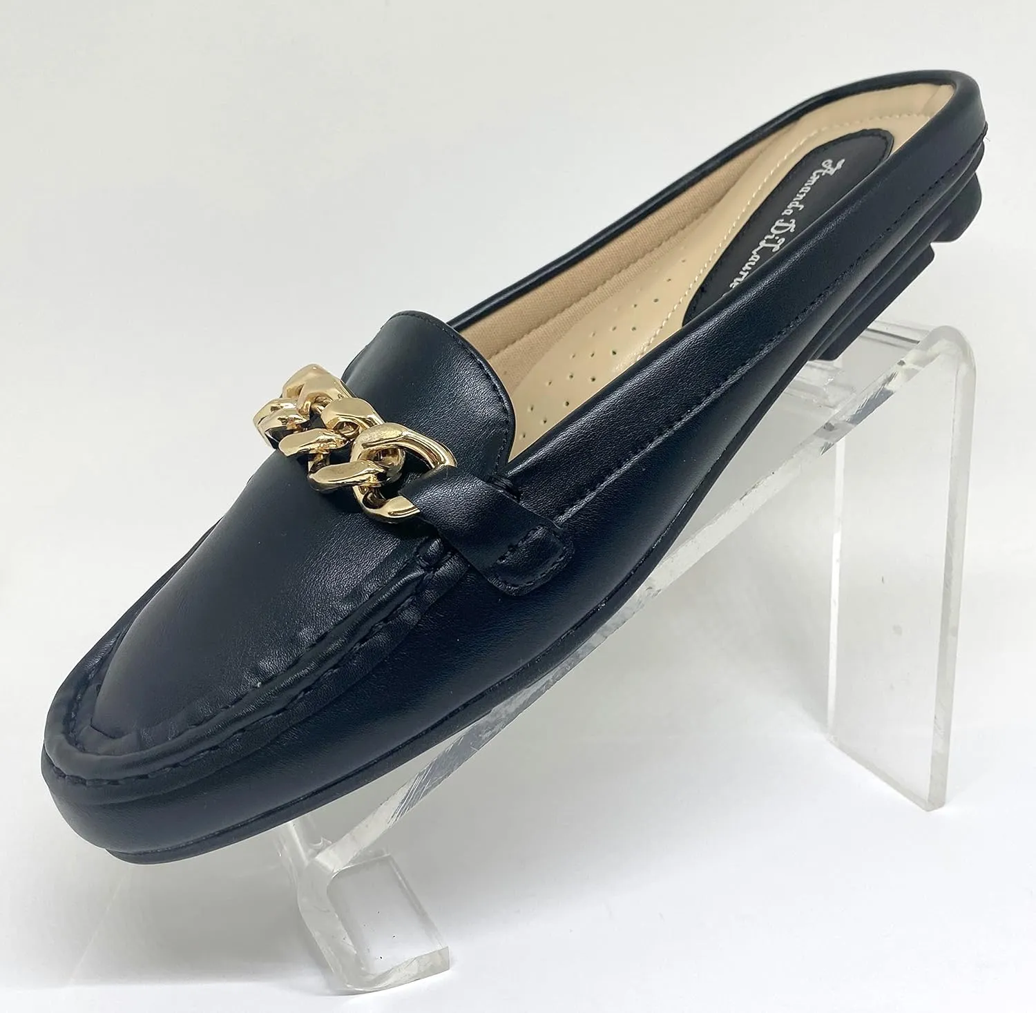 Mules for Women Flats Backless Comfortable Slip On Gold Chain/Emma