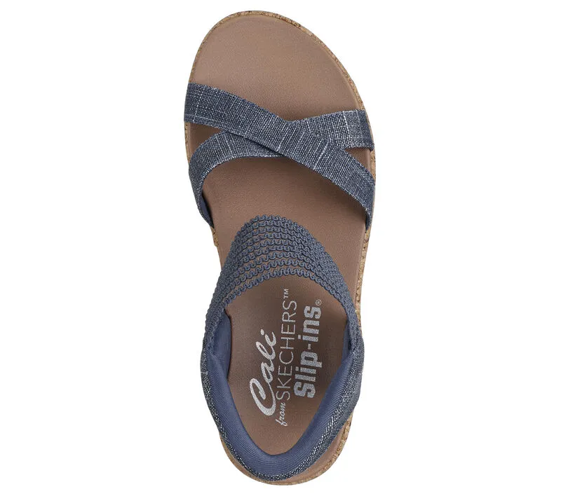 NEW Women's SKECHERS SLIP-INS BEVERLEE LUX Navy MESH Wedge Sandal AUTHENTIC IN BOX