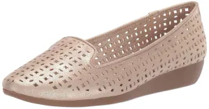 On Closing soon Aerosoles Parchment Metallic Heel Cutout Slip Sandals Gold Ending soon Ballet Flat Wedge