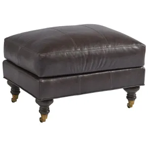 Oxford Leather Ottoman