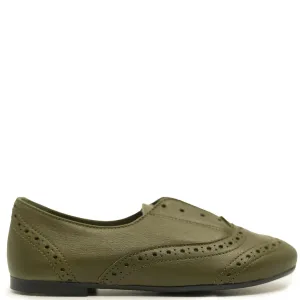 Papanatas Olive Elastic Wingtip Oxford