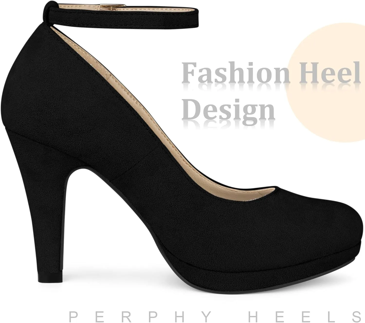 Perphy Mary Jane Pump Round Toe Stiletto Heels Pumps for Women