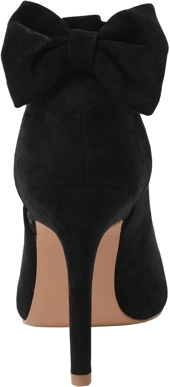 PiePieBuy Women's Pointed Toe High Heels Ankle Strap D'Orsay Pumps Shoes Bow Wedding Bowtie Back Dress Sandals