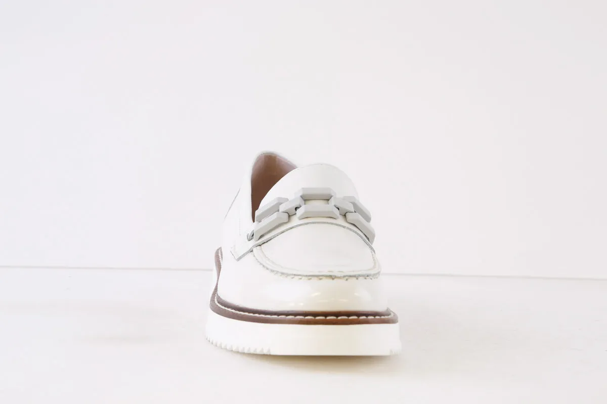 PITILLOS - 5733 LOW WEDGE LOAFER - WHITE PATENT
