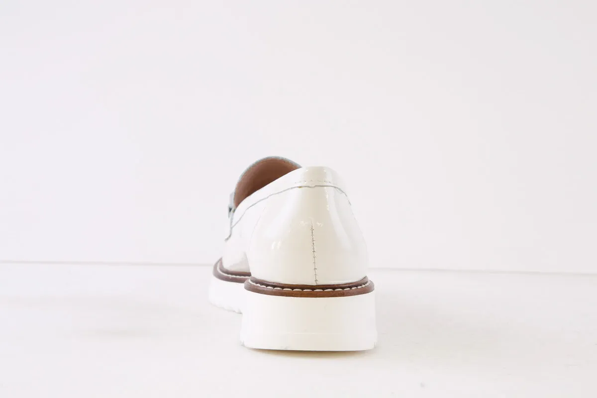 PITILLOS - 5733 LOW WEDGE LOAFER - WHITE PATENT