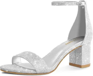 PIZZ ANNU Women's Low Block Chunky Heels Sandals Comfortable Open Toe Ankle Strap Party Dress Pump Shoes Strappy Buckle Heeled Sandal with 2 Inches Tall Thick Heel Design