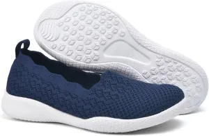 poemlady Women's Walking Shoes - Mesh Slip on Sneaker Knit Round Toe Casual Memory Foam Low Wedge Nurse Shoes for Work