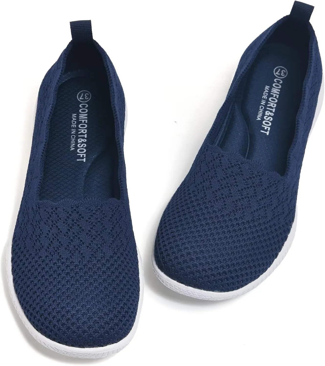 poemlady Women's Walking Shoes - Mesh Slip on Sneaker Knit Round Toe Casual Memory Foam Low Wedge Nurse Shoes for Work