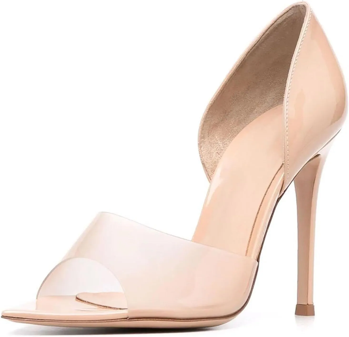 Pointed Peep Toe Clear Stilletos Heels Shoes Fashion Dress Slip On Pumps Shoes Sexy Party Wedding High Heel Comfortable Daily Dating Sandals