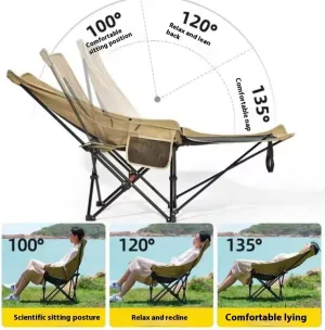 Portable Folding Camping Chair, Lawn Chair, Comfortable and Lightweight Sports Chair, Equipped with Three Adjustable Outdoor Fishing Gears, Suitable for Travel (Four Speed: 165 Without l)