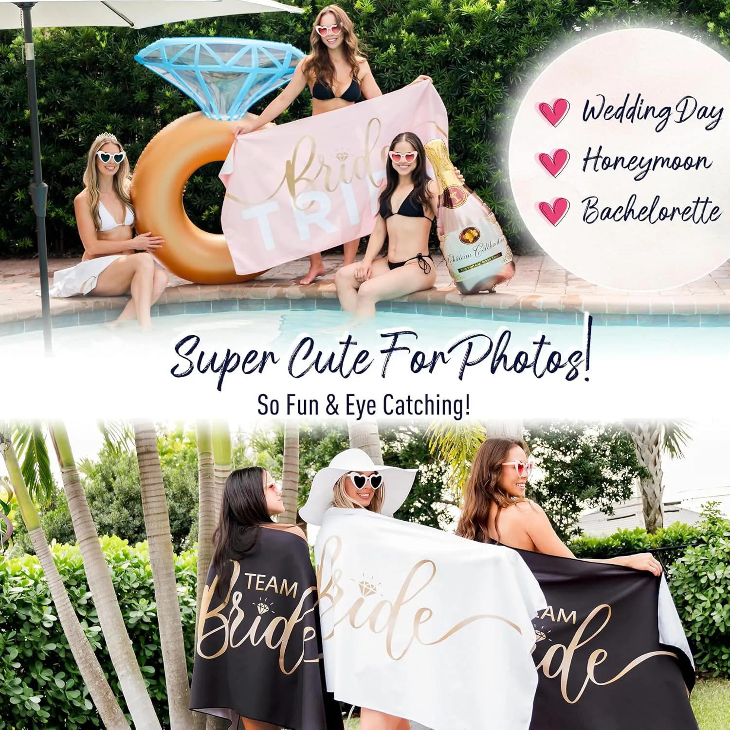 Prestige Bride Towel & Ring Pool Float | Bachelorette Gifts for Bride, Beach Bachelorette Party Decorations Floatie, Bridal Shower Accessories Favors