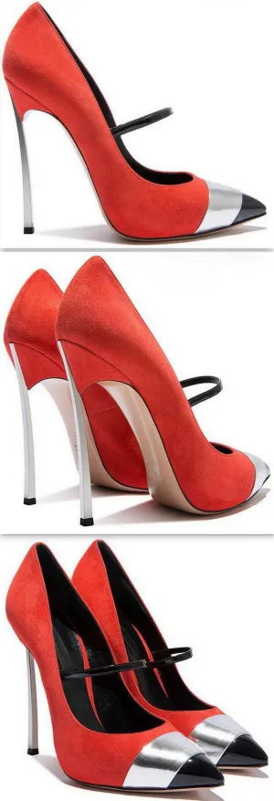 Red Suede Blade Pump