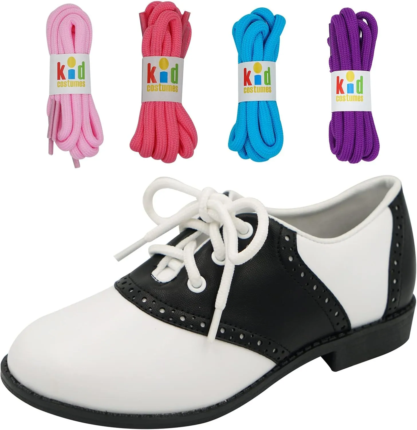 Saddle Shoes Oxford 50's Style Sock Hop for Kids with Bonus Pack of Laces