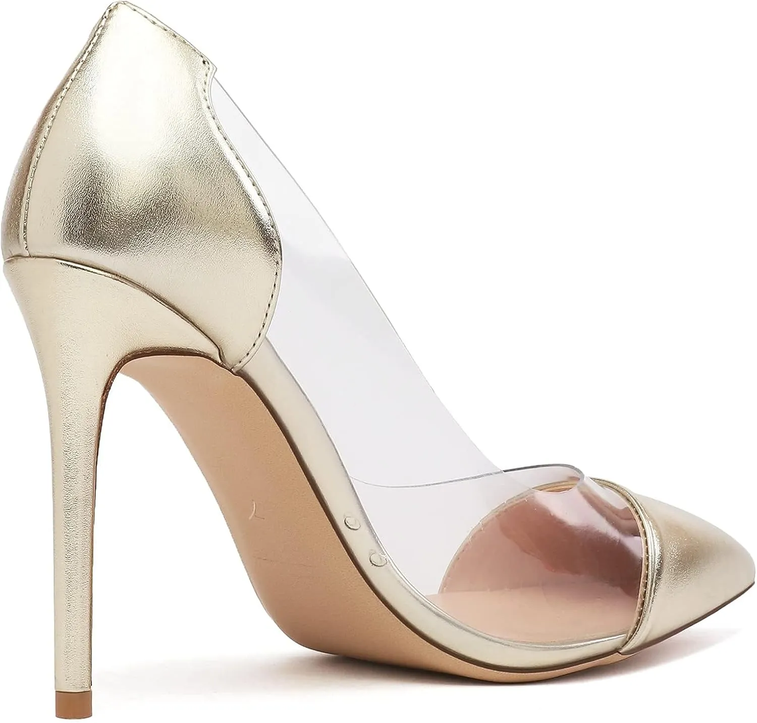 SAMMITOP Women's Pointed Toe PVC Clear Stilettos Pump Summer Wedding High Heels Party Dress Shoes