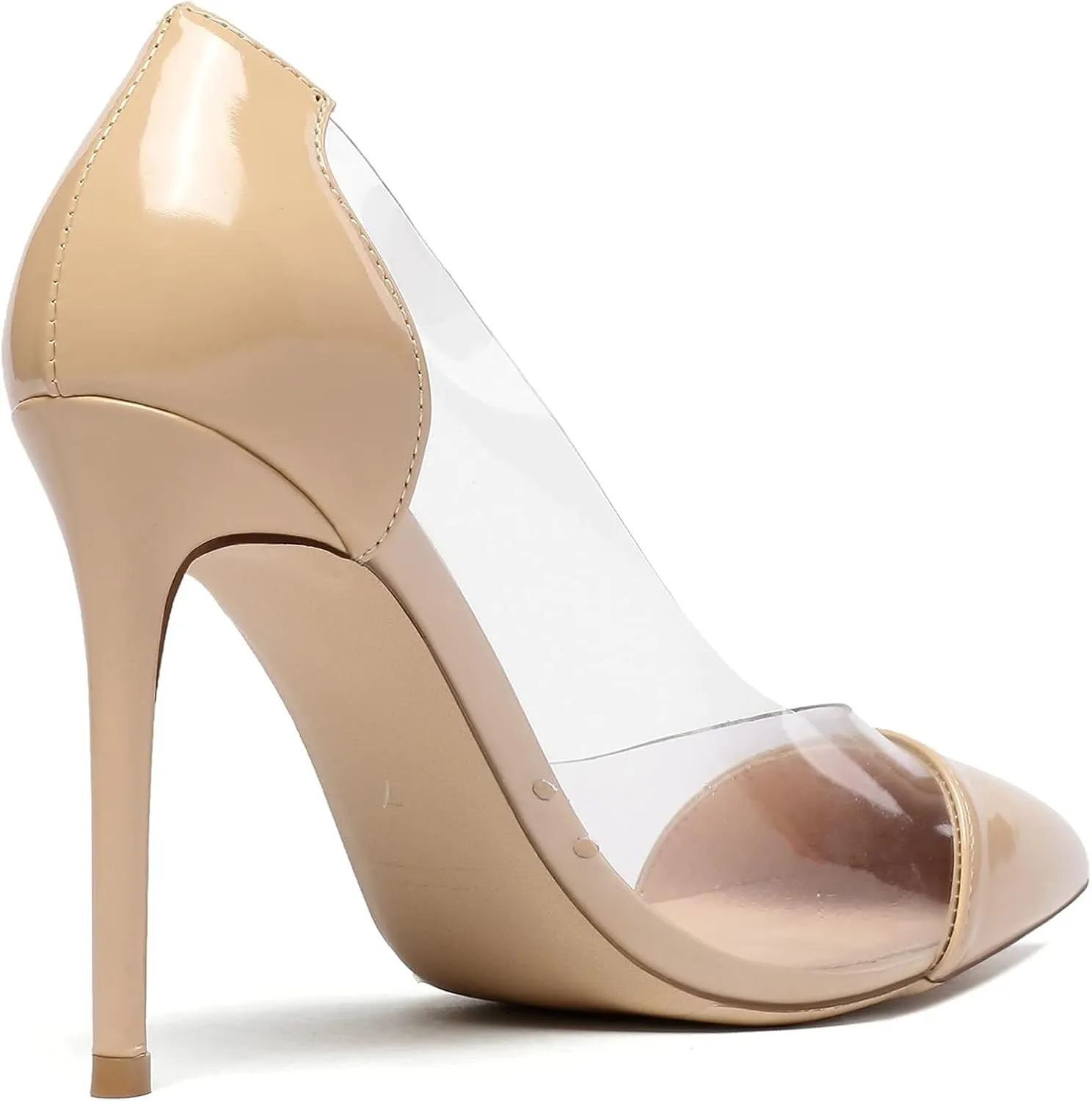 SAMMITOP Women's Pointed Toe PVC Clear Stilettos Pump Summer Wedding High Heels Party Dress Shoes