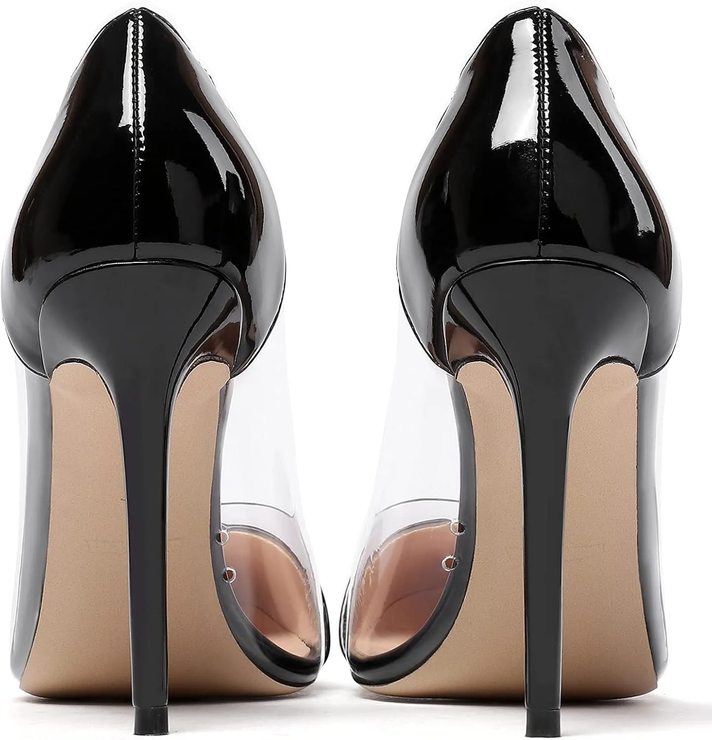 SAMMITOP Women's Pointed Toe PVC Clear Stilettos Pump Summer Wedding High Heels Party Dress Shoes