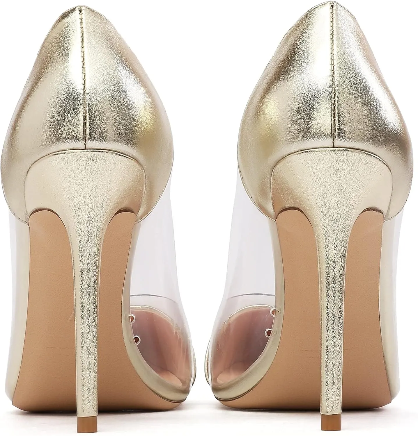 SAMMITOP Women's Pointed Toe PVC Clear Stilettos Pump Summer Wedding High Heels Party Dress Shoes