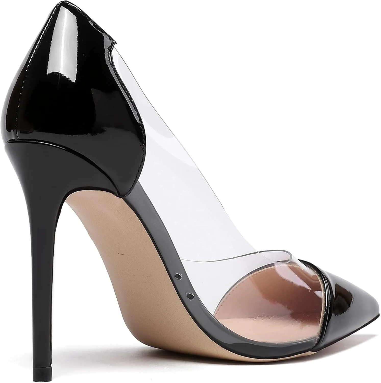 SAMMITOP Women's Pointed Toe PVC Clear Stilettos Pump Summer Wedding High Heels Party Dress Shoes