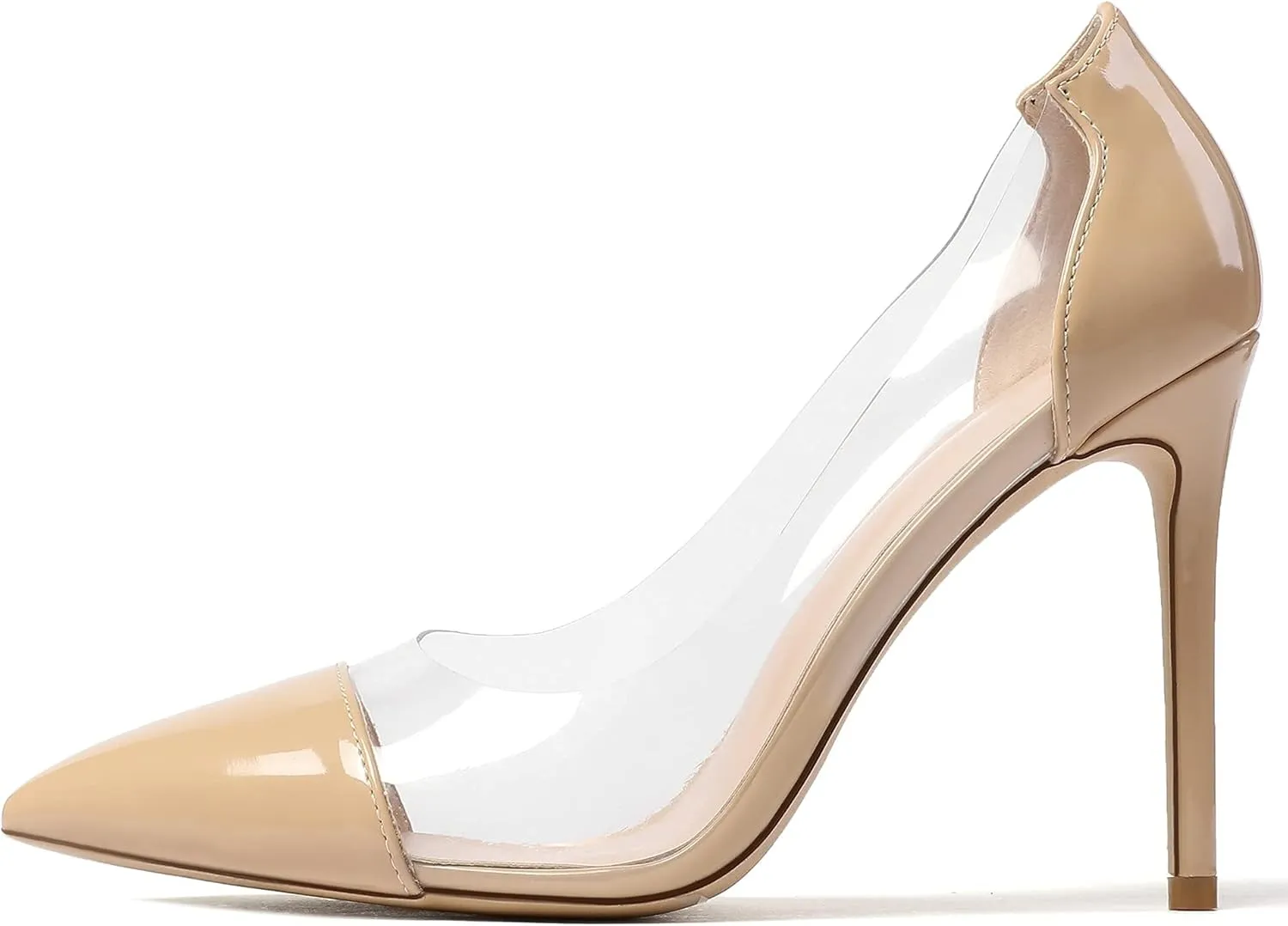SAMMITOP Women's Pointed Toe PVC Clear Stilettos Pump Summer Wedding High Heels Party Dress Shoes