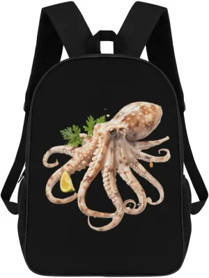 Seafood Coktail Squid Funny 17 Inch Backpack Multipurpose Shoulders Daypack Laptop Bag for Travel Hiking Camping 12.5 X 17 X 5.5 Inch