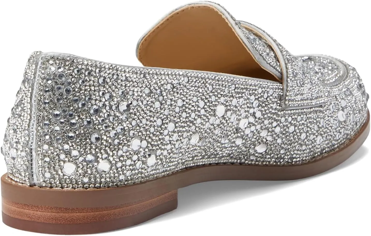 SHODENSE Rhinestone Loafers for Women Round Toe Slip On Glitter Loafer Shoes 1 inch Chunky Low Heel Penny Loafers Sparkly Flats Loafers Comfortable Casual Evening Party Wedding 4-11 M US