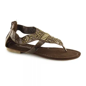 Shuperb 2.762105 Womens Toe Post Jem Sandals Brown Python