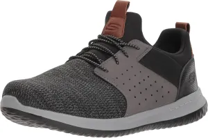Skechers Men's Classic Fit-Delson-Camden Sneaker, Black/Grey, 7.5 Wide US