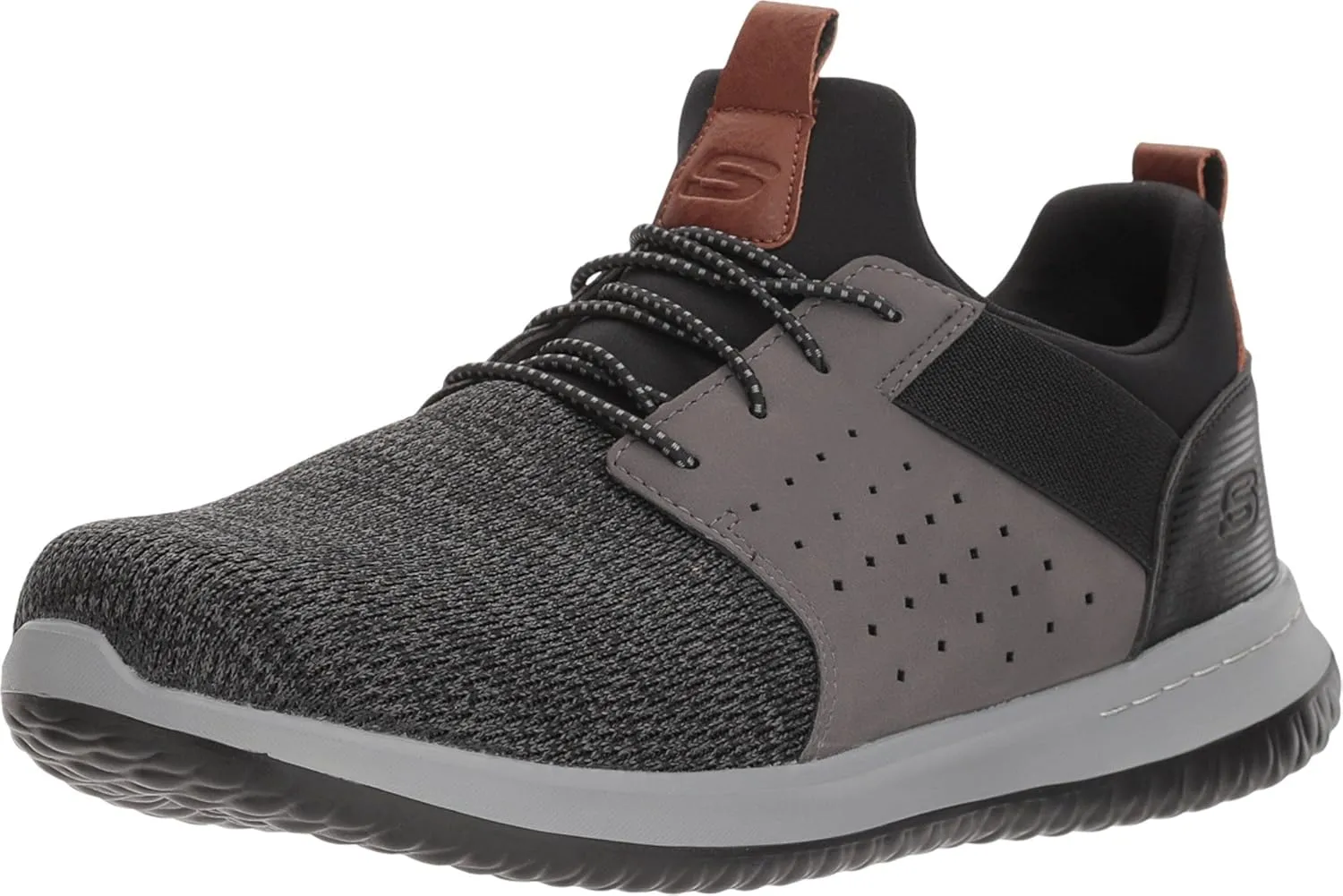 Skechers Men's Classic Fit-Delson-Camden Sneaker, Black/Grey, 7.5 Wide US