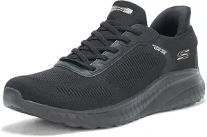 Skechers Women's Hands Free Slip-INS BOBS Squad Chaos-Current Muse Sneaker, Black/Black, 13