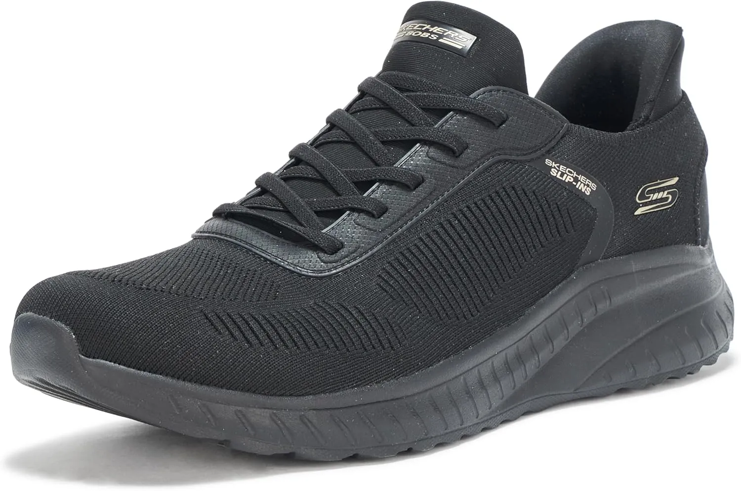 Skechers Women's Hands Free Slip-INS BOBS Squad Chaos-Current Muse Sneaker, Black/Black, 13