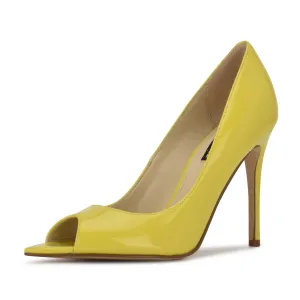 Sky Pointed Nine Instant Limited-edition offer Pump High Heel Yellow West Patent Stiletto Toe Open On Slip Prizz