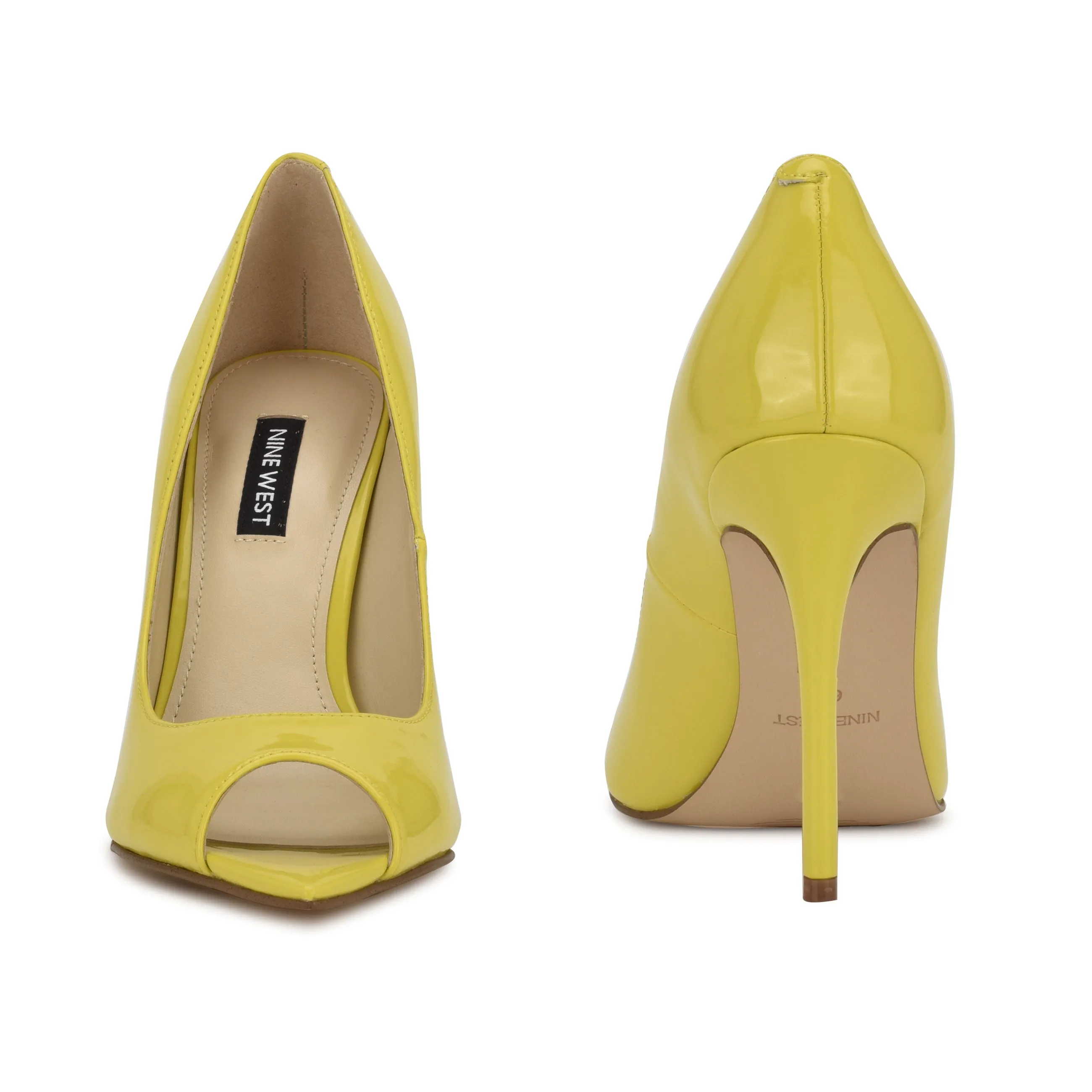Sky Pointed Nine Instant Limited-edition offer Pump High Heel Yellow West Patent Stiletto Toe Open On Slip Prizz