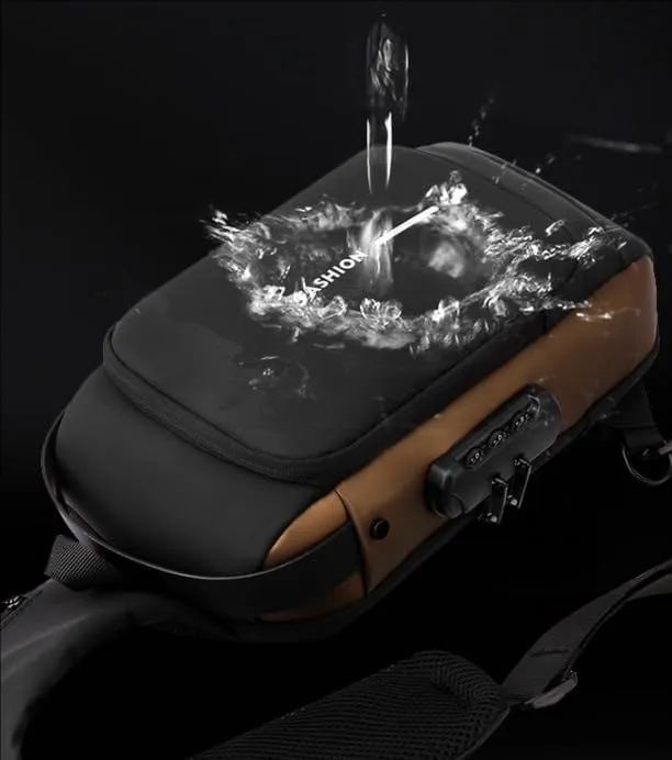 Sling Bag for Anti-theft Crossbody Bag - PU Leather Crossbody Shoulder Bag - USB Waterproof Chest Bag