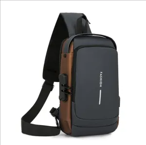 Sling Bag for Anti-theft Crossbody Bag - PU Leather Crossbody Shoulder Bag - USB Waterproof Chest Bag