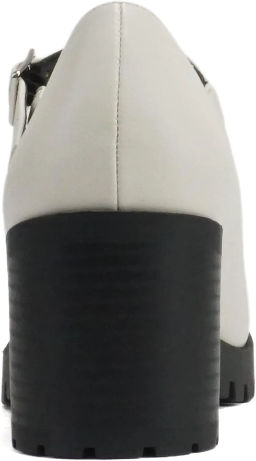 Soda “Boxer” ~ Women Mary Jane Round Toe Chunky Block Heel Lug Sole Pump with Adjustable Strap