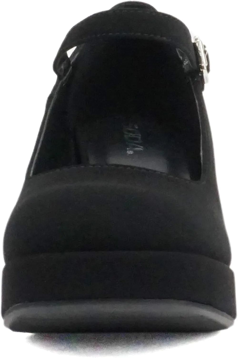 Soda “NOSTA” ~ Women Square Toe Mary Jane Platform High Chunky Flare Heel Pump Shoe with Adjustable Ankle Strap