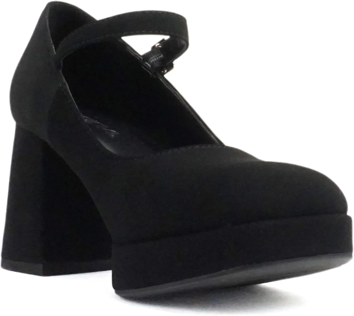 Soda “NOSTA” ~ Women Square Toe Mary Jane Platform High Chunky Flare Heel Pump Shoe with Adjustable Ankle Strap