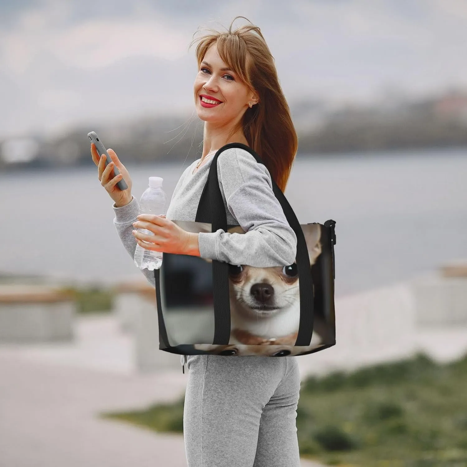 Sports Gym Bag for Women Men Travel Duffel Bag Tote cute chihuahua Weekender Bag Canvas Carry on Overnight Bag for Travel Swimming Fitness Workout Sports Duffle Bag