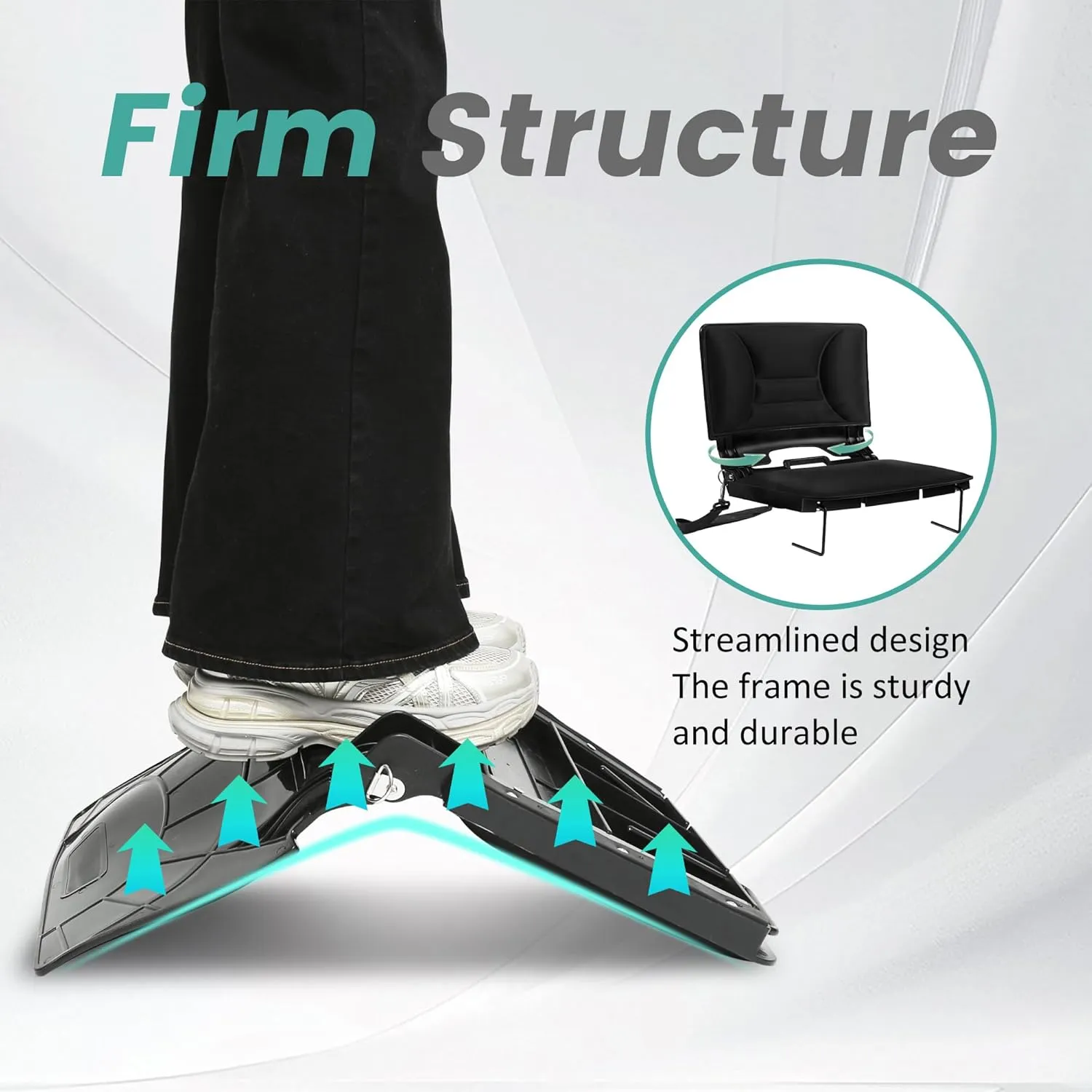 Stadium Bleacher Seat with Foam-Backed Support ，Extra-Wide Bleacher Chair with High-Density Padded Cushion，Portable Folding Stadium Chair