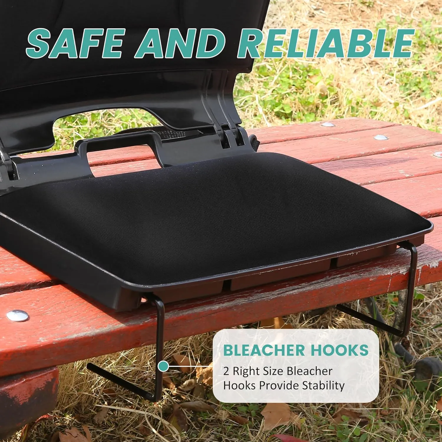 Stadium Bleacher Seat with Foam-Backed Support ，Extra-Wide Bleacher Chair with High-Density Padded Cushion，Portable Folding Stadium Chair