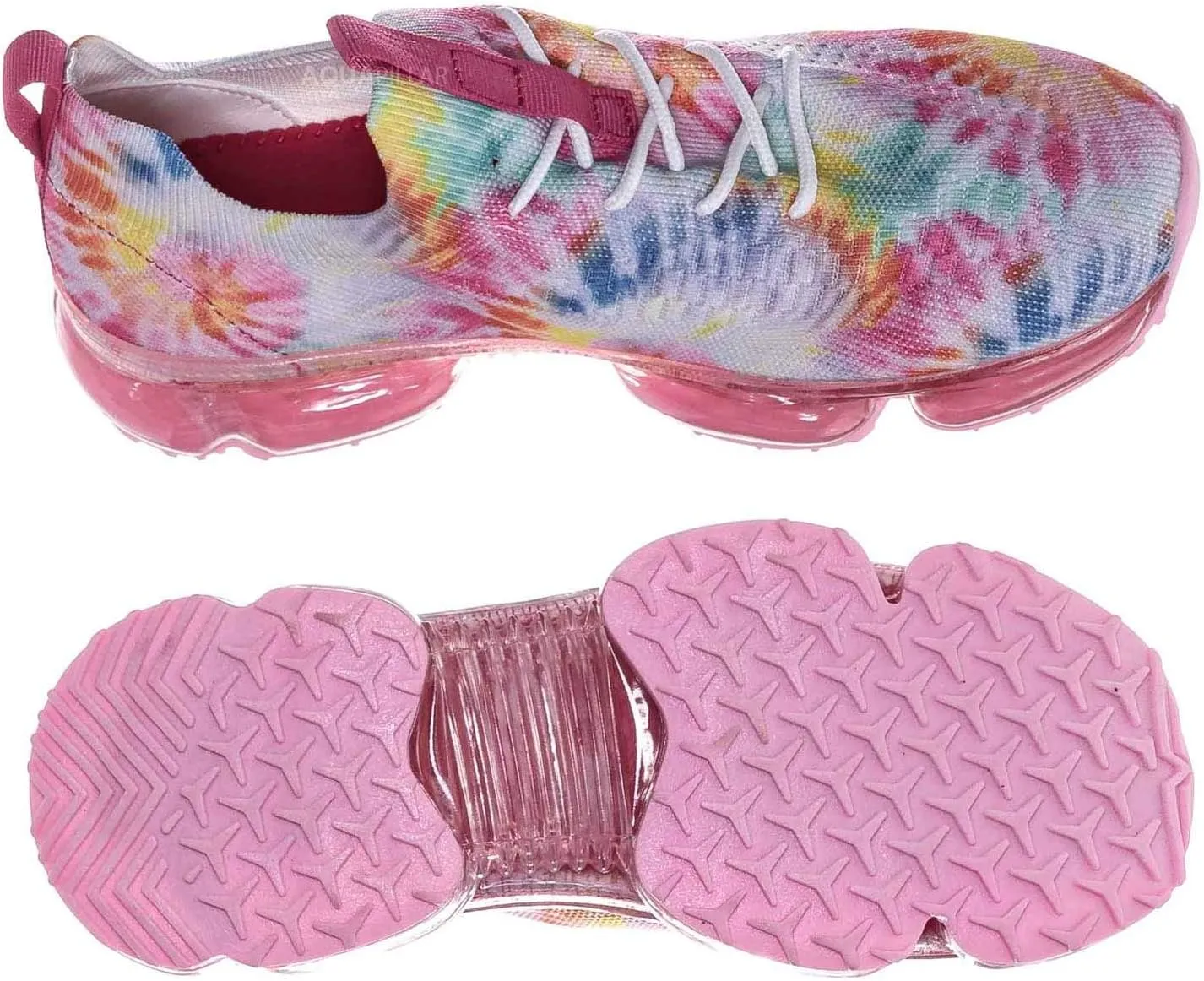 Stretch Elastic Mesh Sneaker - Festival Lace Up Rubber Air Bubble Cushion