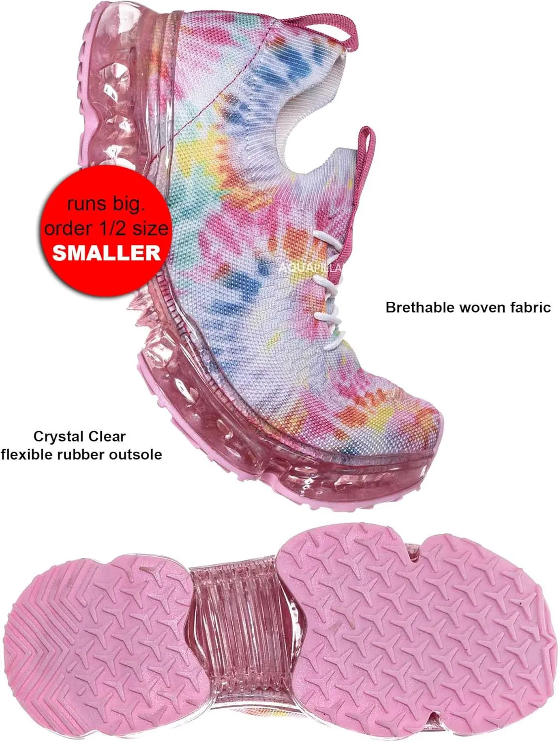 Stretch Elastic Mesh Sneaker - Festival Lace Up Rubber Air Bubble Cushion