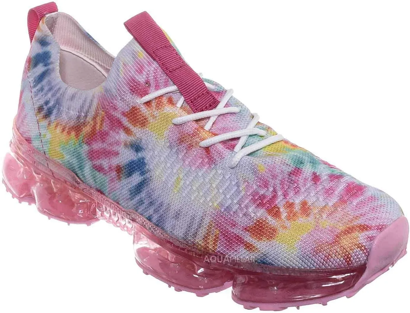 Stretch Elastic Mesh Sneaker - Festival Lace Up Rubber Air Bubble Cushion