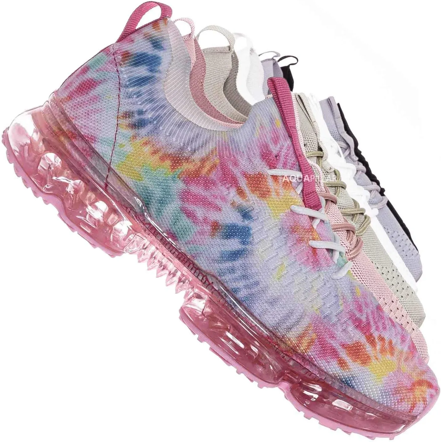Stretch Elastic Mesh Sneaker - Festival Lace Up Rubber Air Bubble Cushion