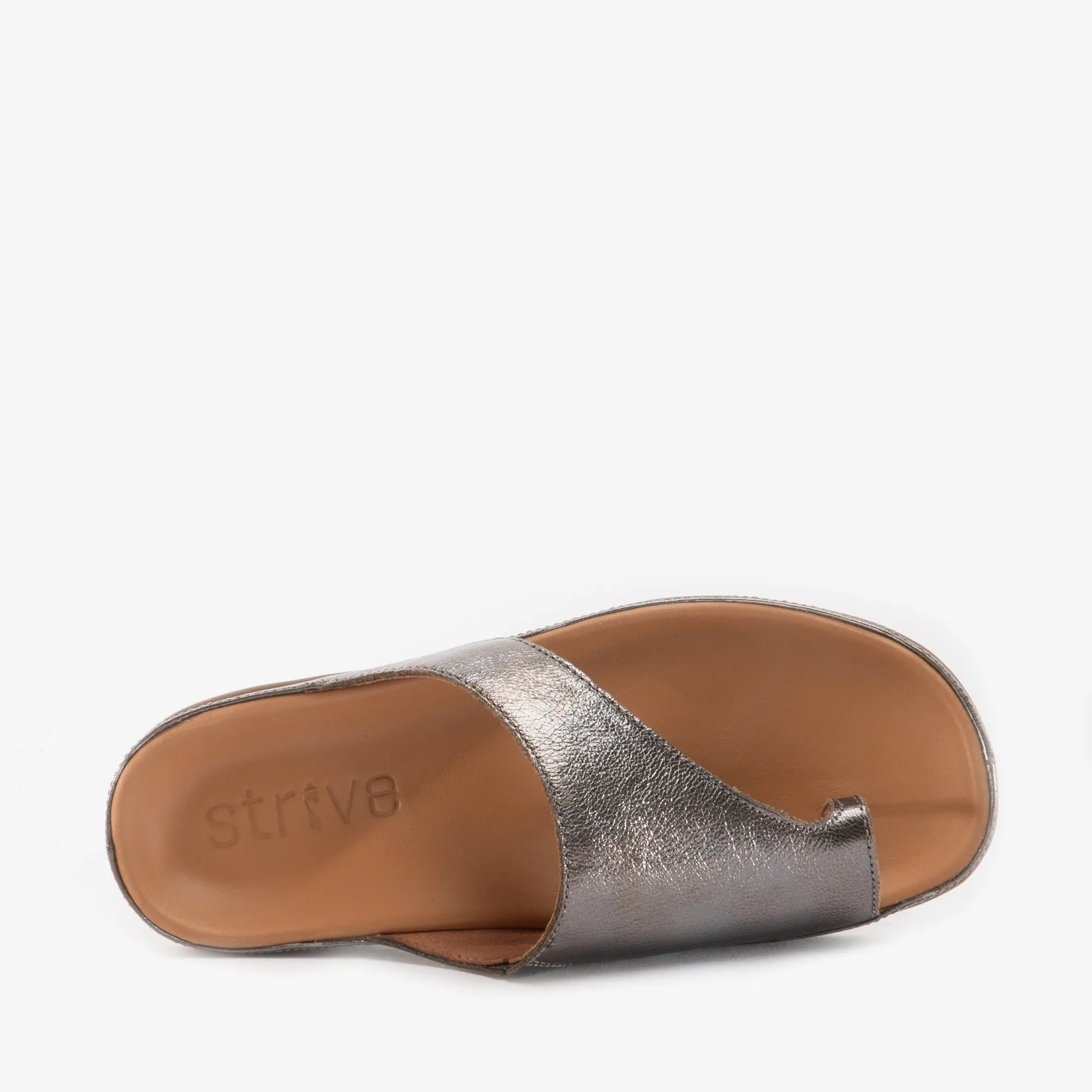 Strive CAPRI Womens Leather Toe Post Sandals Anthracite