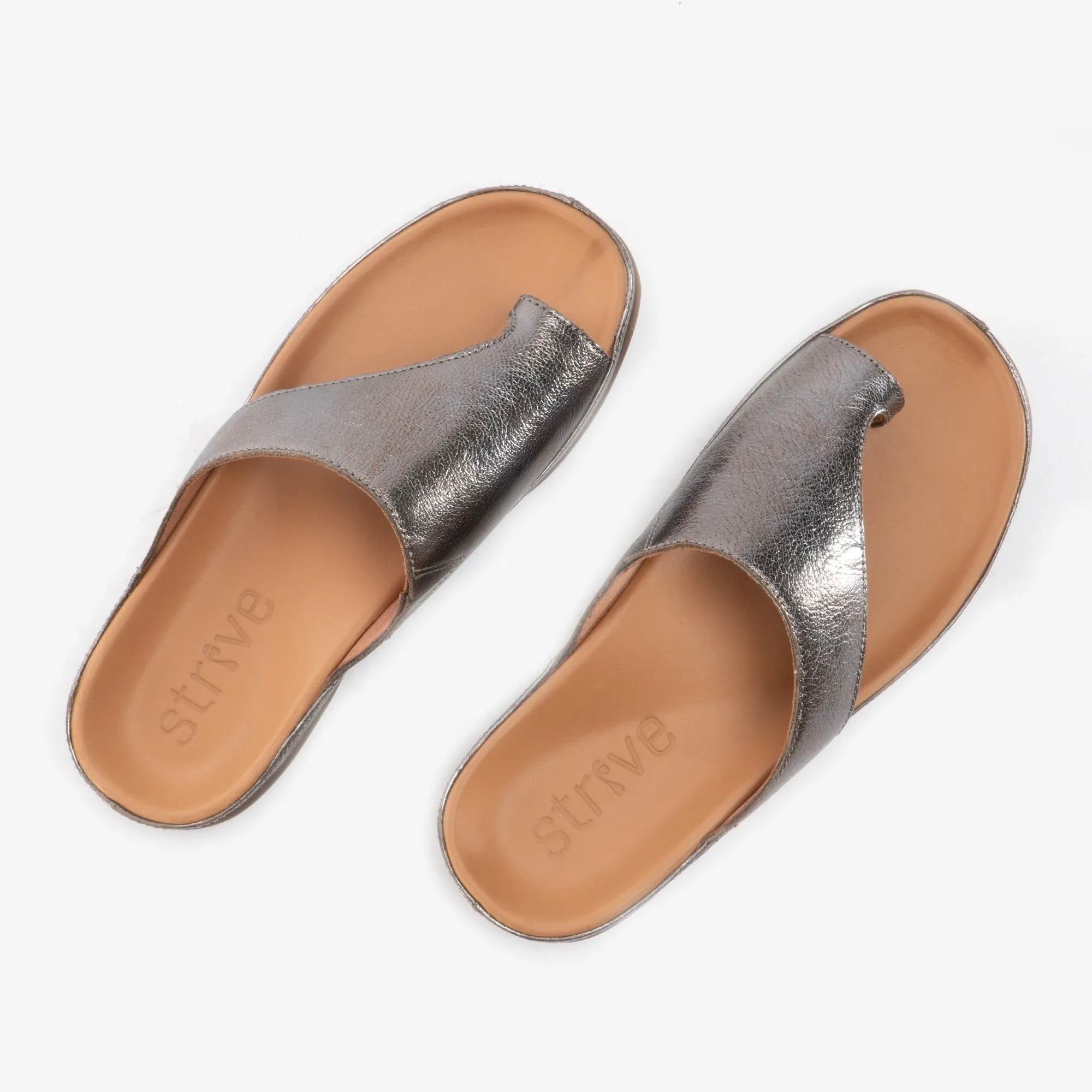 Strive CAPRI Womens Leather Toe Post Sandals Anthracite